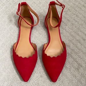 J Crew Red Suede Flats